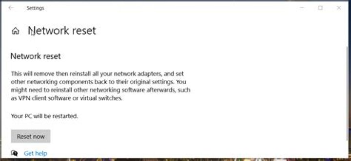 The Reset now button Reset now button ethernet spiking in task manager