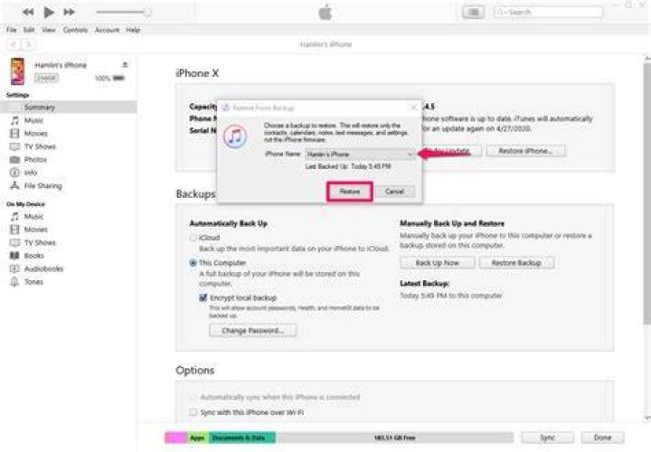 restore from itunes