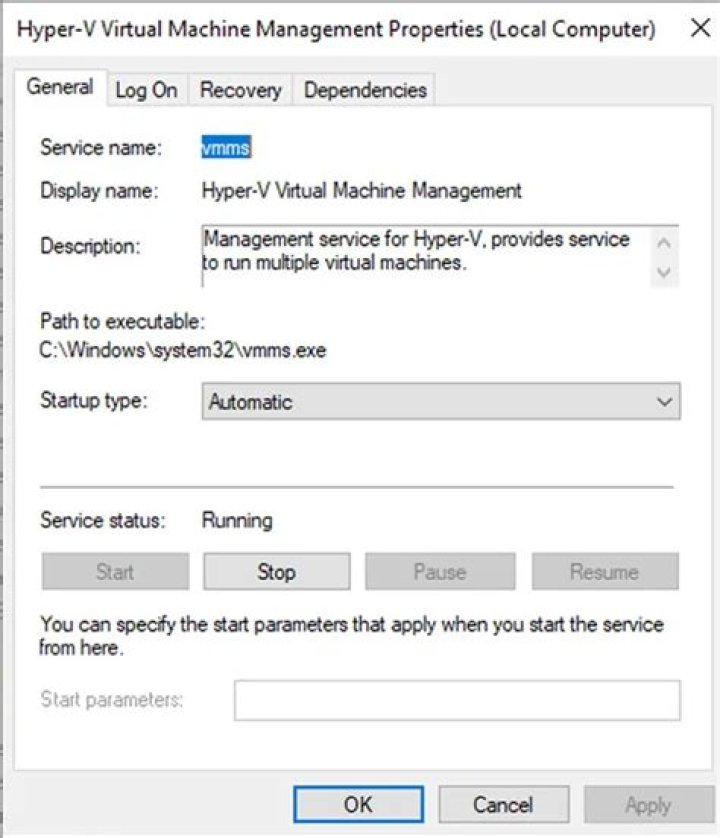 The Run shortcut Run shortcut Virtual Machine Management is not present on this machine