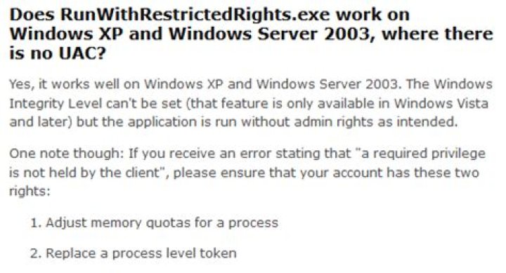 RunWithRestrictedRights