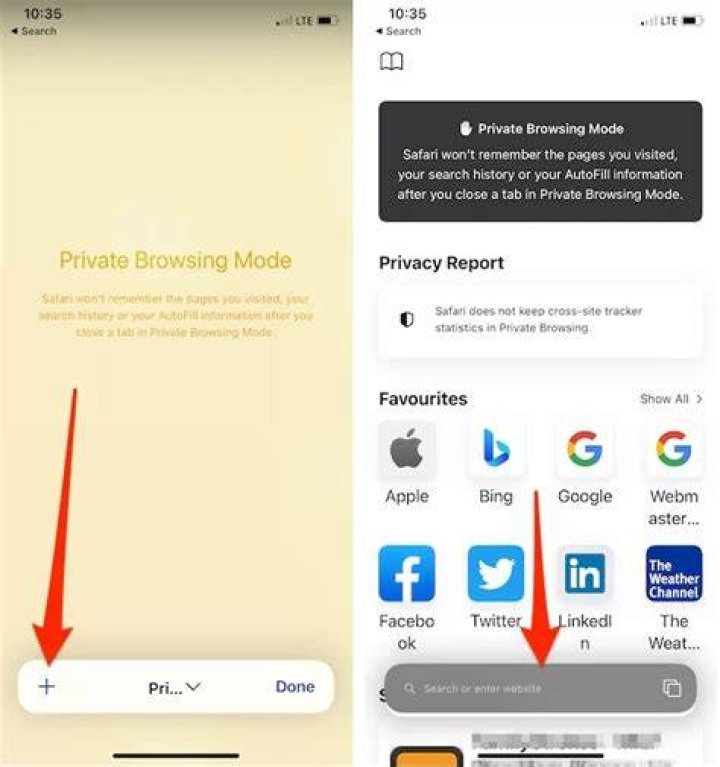 Safari Private Browsing mode switching tabs