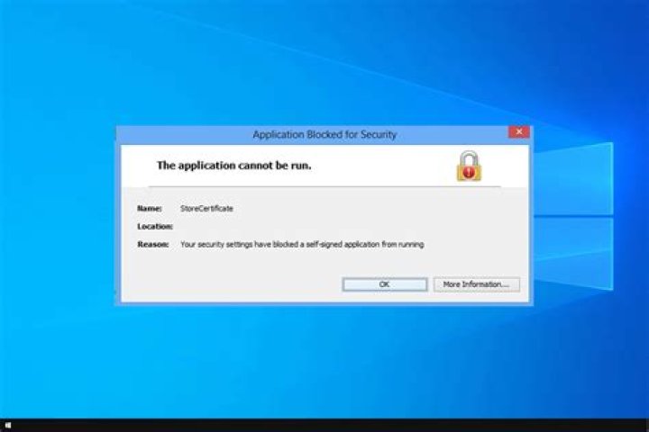 security settings have blocked a self-signed application