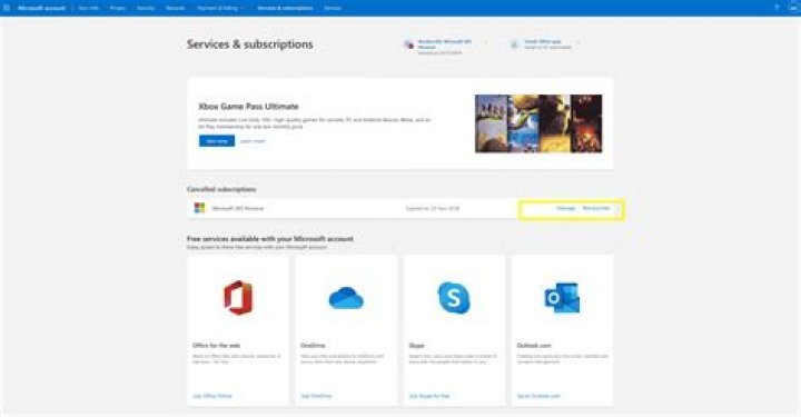 services and subscriptions Microsoft office