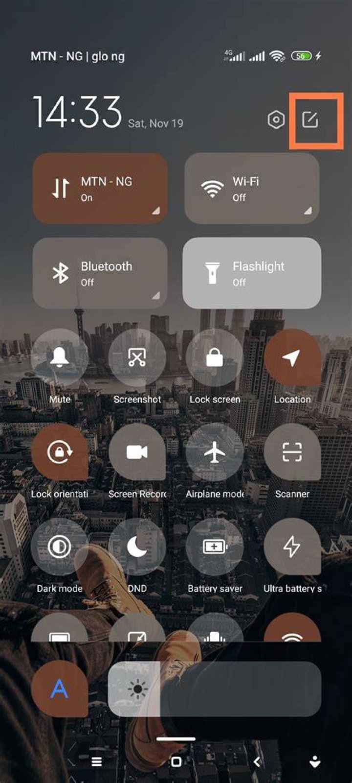 settings menu