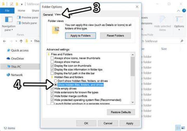 show hidden files windows 10