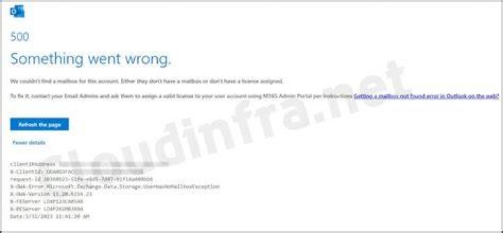 Sorry, something went wrong error message in Outlook