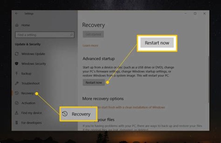startup recovery settings