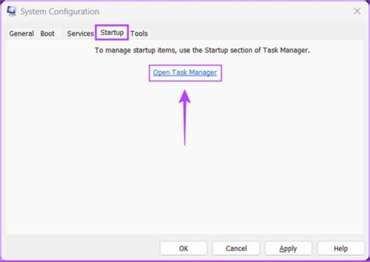 Startup tab