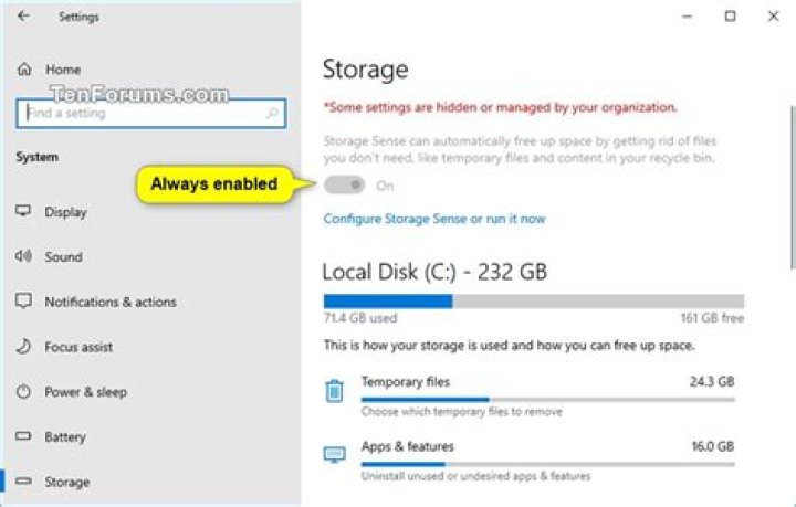 storage sense windows 10