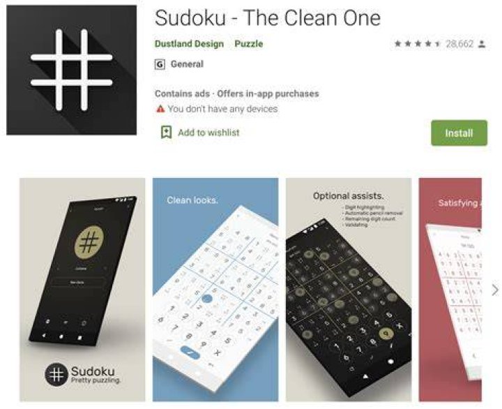 Sudoku The Clean One screenshot Sudoku The Clean One screenshot