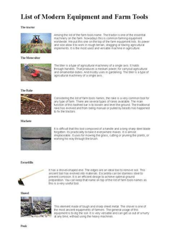 The most common farm tools and equipment Names, uses, and pictures