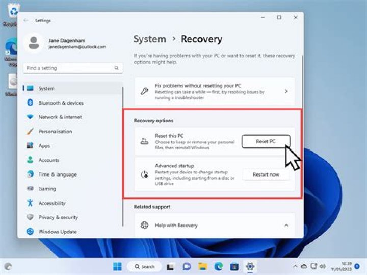 The Reset PC button windows 11 vpn not working
