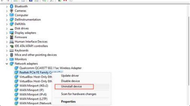 The Uninstall device option windows 11 vpn not working