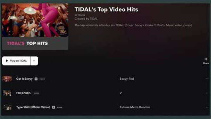 Tidal Videos page