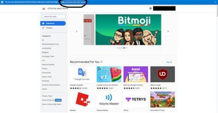 Toggle allow extensions from other stores.