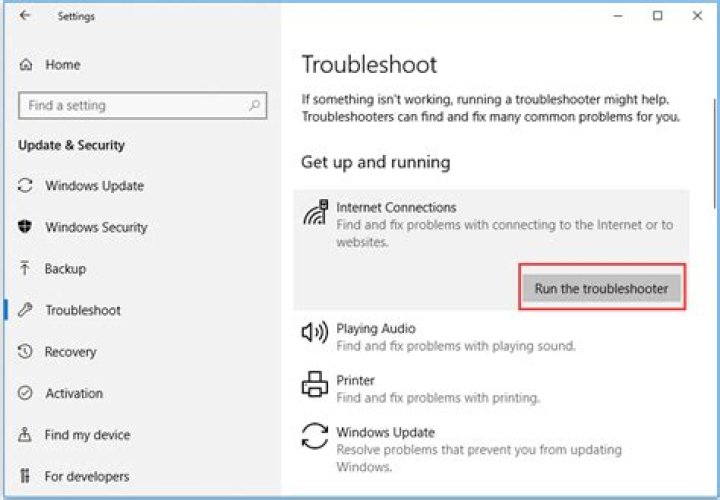 troubleshoot internet connection