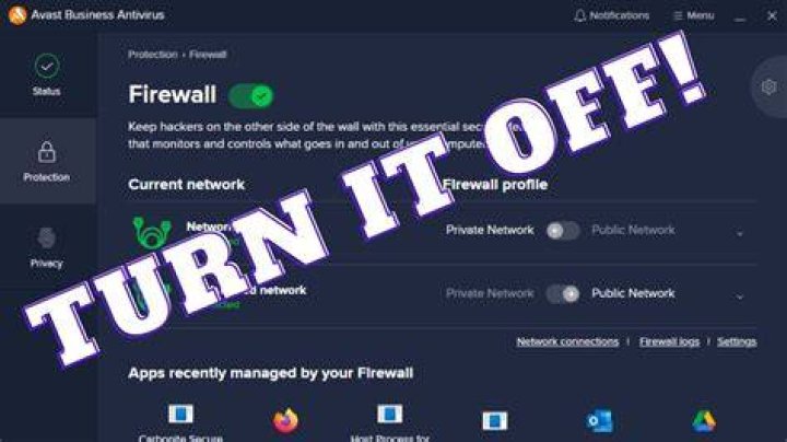 Turn off Avast Firewall.