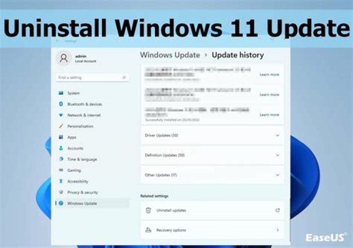Uninstall recent updates to fix reboot loop issue in Windows 11