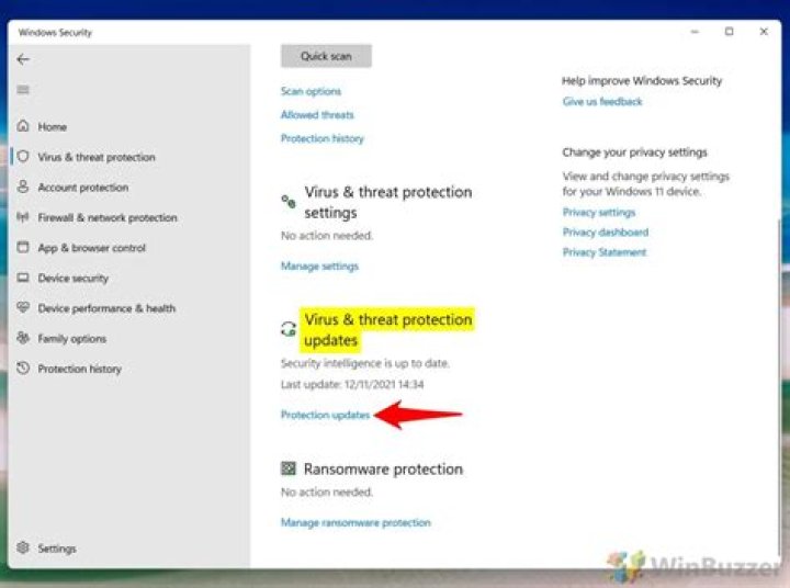 update virus protection windows 10