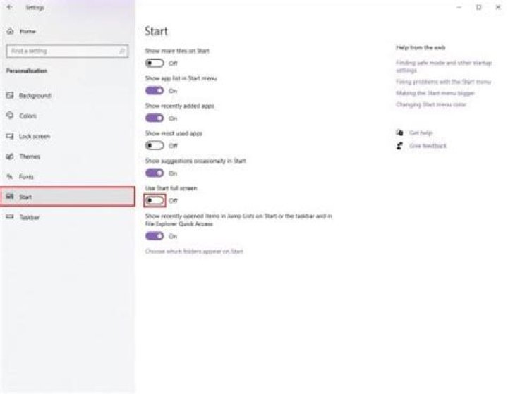 disable full screen start menu use start full screen disable windows server 2016 start menu does not open