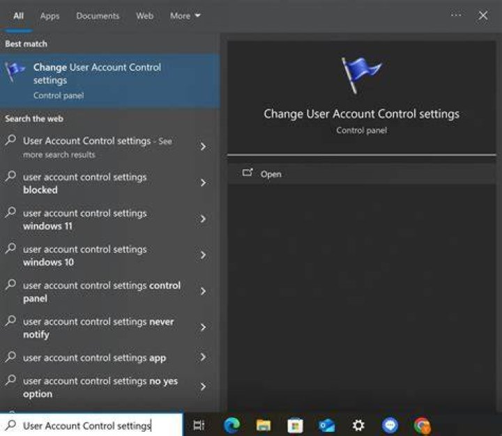 user account control search administrative privileges windows 10 