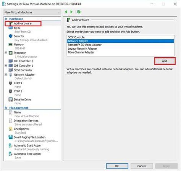 Virtual Machine Network Adapter Advanced Settings