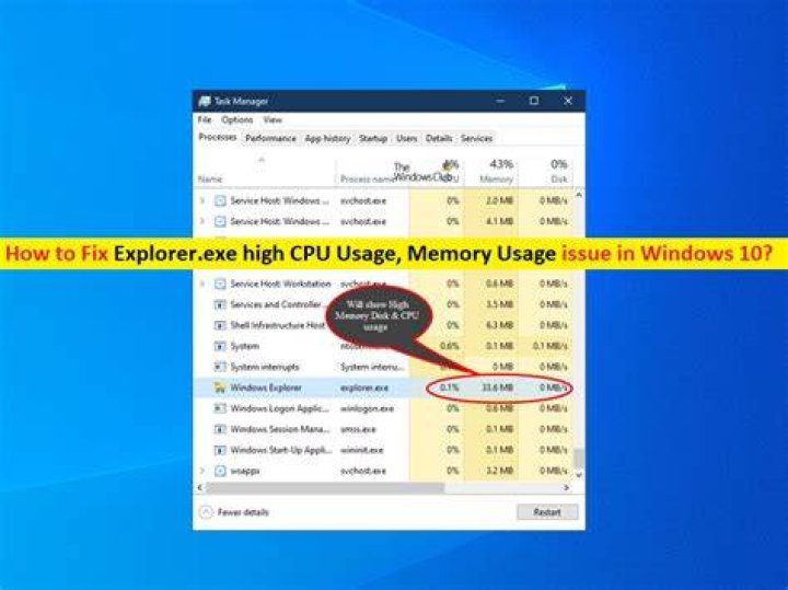 Windows 10 explorer high CPU utilization