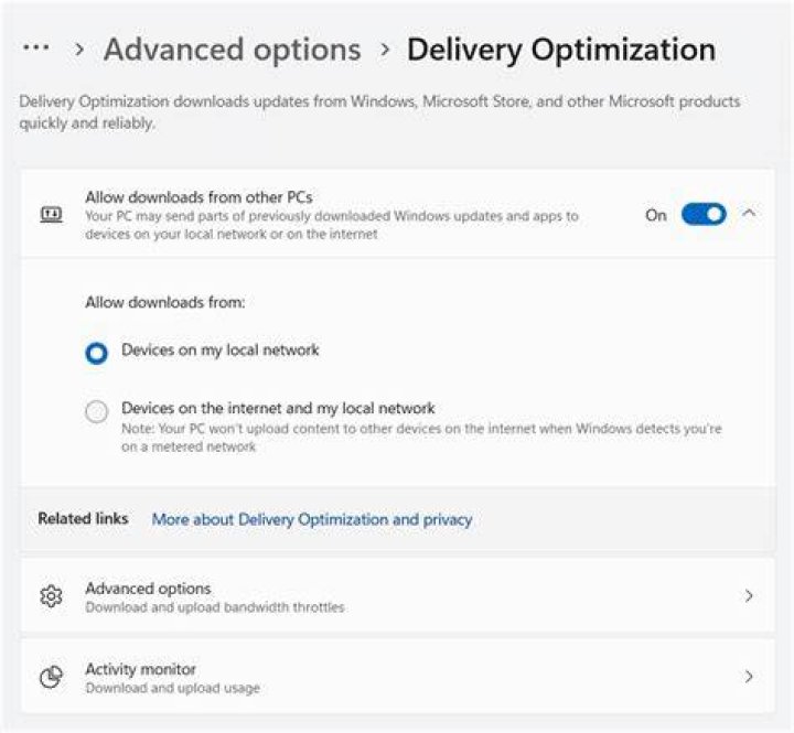 Windows 10 v1607 (Anniversary Update) includes new delivery optimization feature
