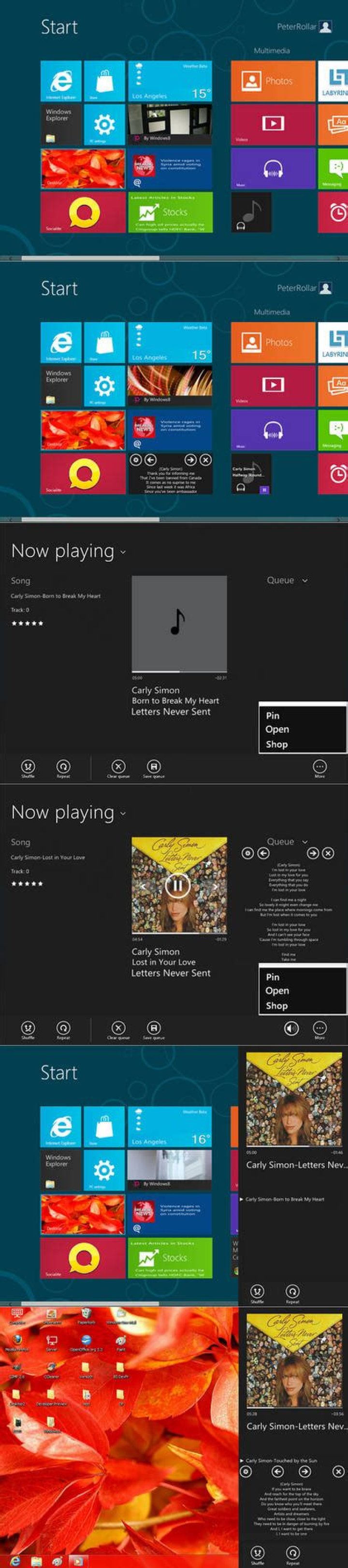 windows 8 music player lyrics
