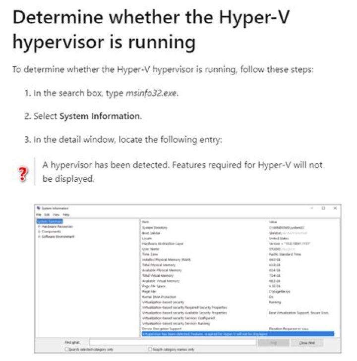 windows features Hypervisor is not running