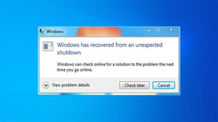 Windows has recovered from an unexpected shutdown
