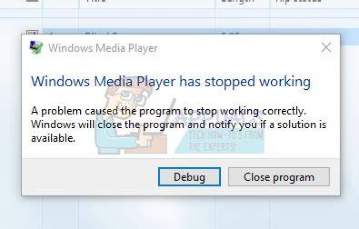 Windows Media Player has Stopped Working