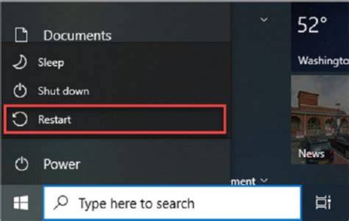 Windows restart option menu