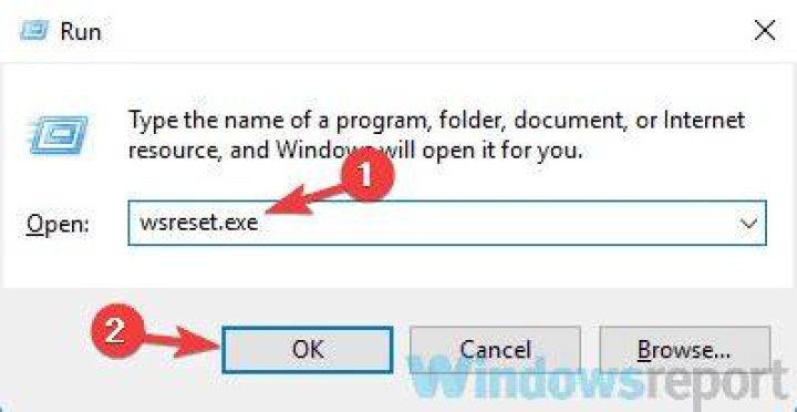 wsreset run dialog